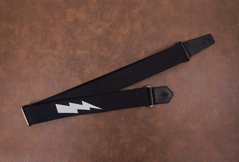 lightning reflective guitar strap with leather ends-6