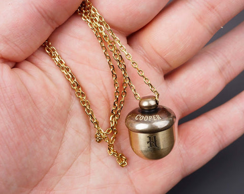 Customized Waterproof Chestnut Cremation Urn Necklace for Pet and Human Ashes - Personalized Memorial Keepsake Jewelry for Men and Women-3