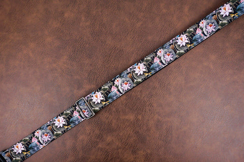 lotus banjo strap with leather ends and hook, also can be used as purse guitar strap-4