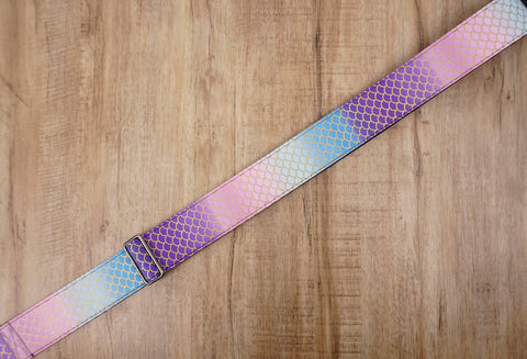 mermaid guitar strap for girls with leather ends -6