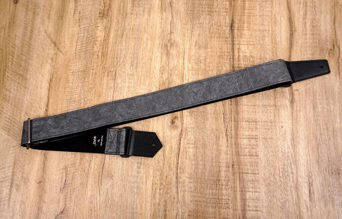 metallic grey eco guitar strap with leather ends-3