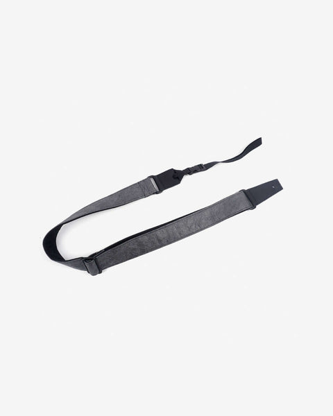 metallic grey eco ukulele shoulder strap with leather ends-1