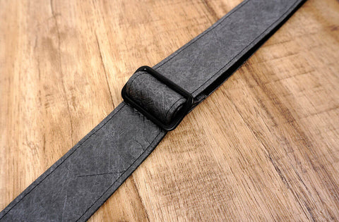 metallic grey eco ukulele shoulder strap with leather ends-6