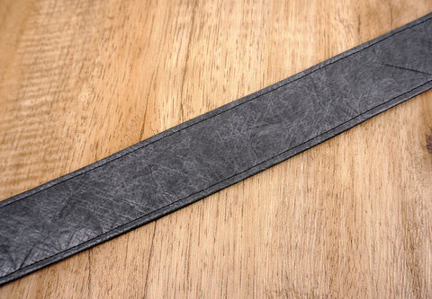 metallic grey eco ukulele shoulder strap with leather ends-7