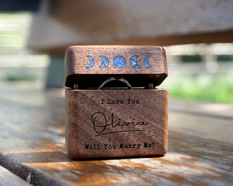 Personalized Moon Phrase Slim Engagement/Proposal Ring Box-1