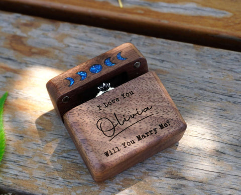 Personalized Moon Phrase Slim Engagement/Proposal Ring Box-5