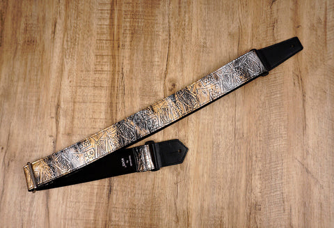 poker vegan guitar strap with leather ends-2
