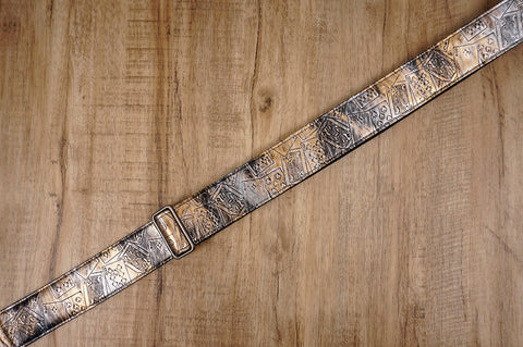 poker vegan guitar strap with leather ends-8