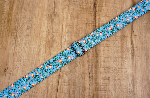 pomegranate ukulele shoulder strap with leather ends-3