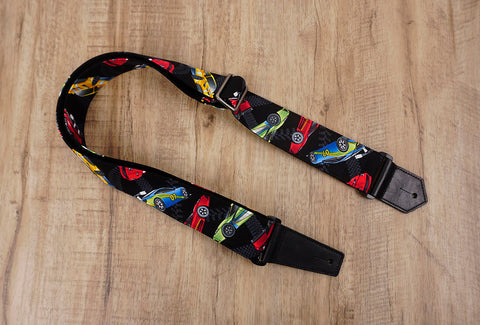 race car guitar strap with leather ends - 2