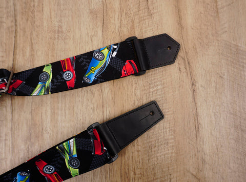 race car guitar strap with leather ends - 4