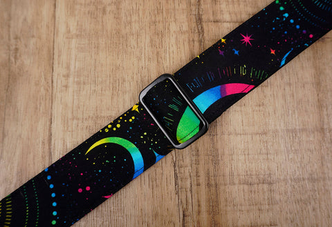 rainbow moon star ukulele shoulder strap with leather ends - 3