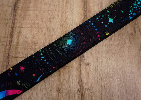 rainbow moon star ukulele shoulder strap with leather ends - 4