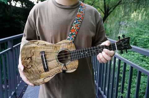 red daisy clip-on ukulele hook strap-2
