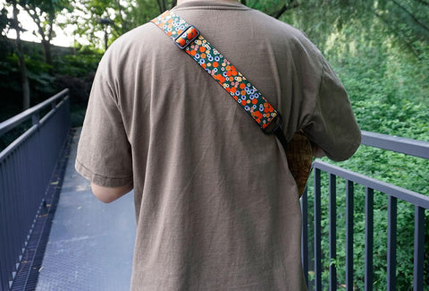 red daisy clip-on ukulele hook strap-3