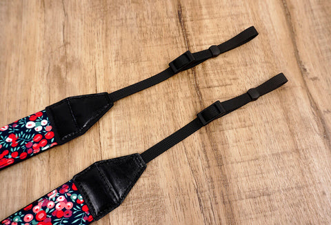 red berry floral camera strap-3