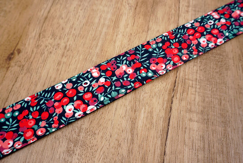 red berry ukulele shoulder strap with leather ends-7