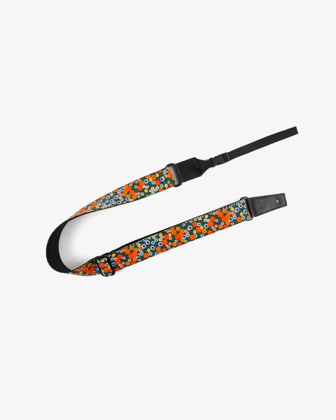 ukulele shoulder strap with red daisy floral printed-front-1