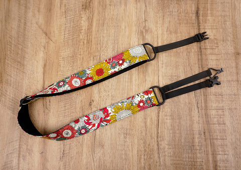 red sunflower clip-on ukulele hook strap-5