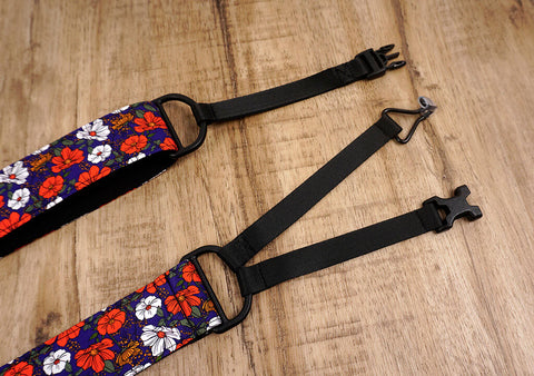 red flowers floral clip-on ukulele hook strap-3