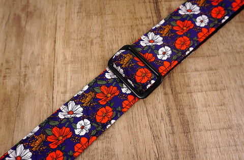 red flowers floral clip-on ukulele hook strap-4
