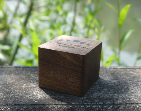 Personalized Plus Size Triple Flip Wooden Wedding Ring Box for 3 Rings - Engraved Heirloom Ring Bearer Box-4
