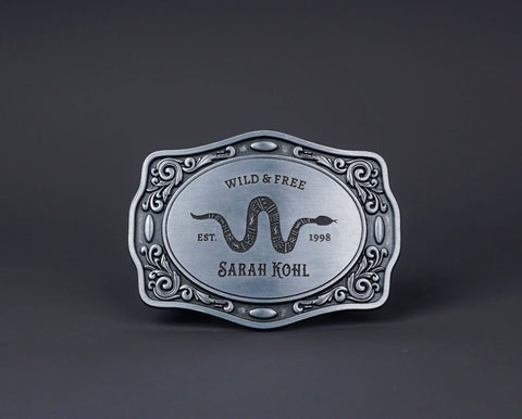 Custom Vintage Style Snake Oval Western Belt Buckle-1