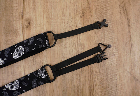 Paisley Skull clip on ukulele hook strap, no drill, no button-3