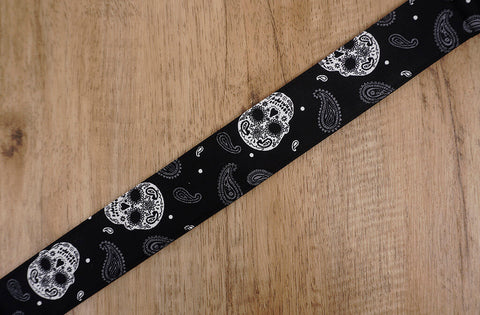 Paisley Skull clip on ukulele hook strap, no drill, no button-5