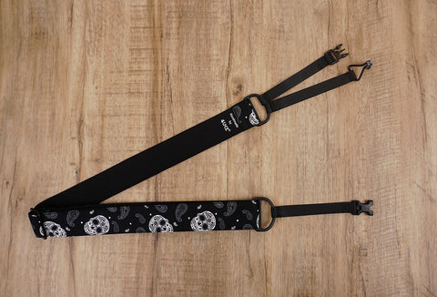 Paisley Skull clip on ukulele hook strap, no drill, no button-7