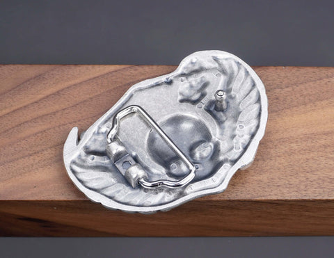 Personalized Wing Skull Silver Plated Belt Buckle with skull, rose, wings. Custom monogram Belt Buckle for him, Groomsman-4