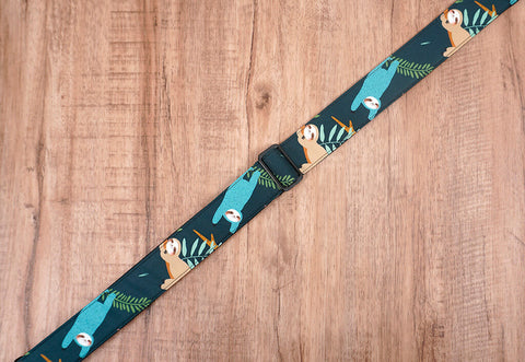 sloth ukulele shoulder strap with leather ends-6
