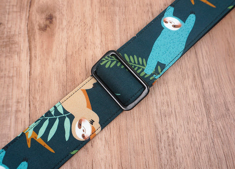 sloth ukulele shoulder strap with leather ends-7