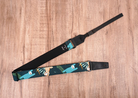 sloth ukulele shoulder strap with leather ends-2