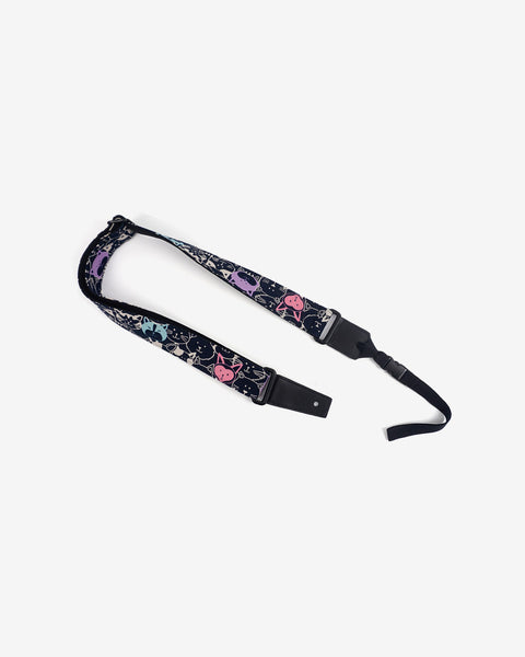 smile cat ukulele shoulder strap with leather ends-1