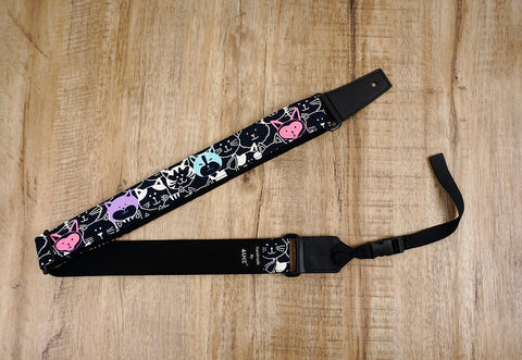 smile cat ukulele shoulder strap with leather ends-4