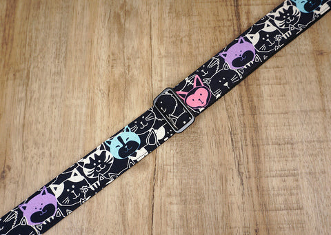 smile cat ukulele shoulder strap with leather ends-6