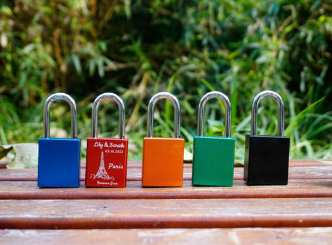 Custom Engraved Square Paris Love Lock For Couple-3