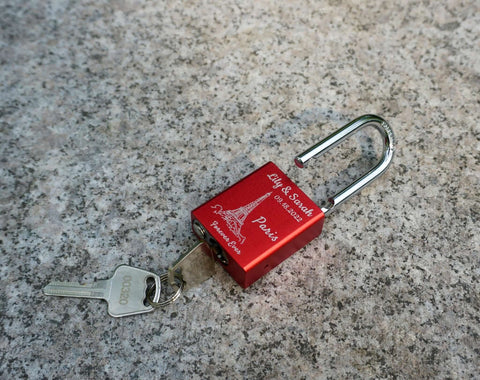 Custom Engraved Square Paris Love Lock For Couple-7