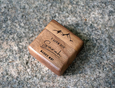 unique custom wood engagement ring box comes engraved or colorful inlay with personalized initials, names of your choosing, perfect for a proposal gift.-4