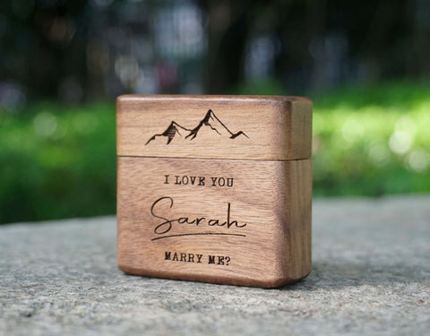 unique custom wood engagement ring box comes engraved or colorful inlay with personalized initials, names of your choosing, perfect for a proposal gift.-5