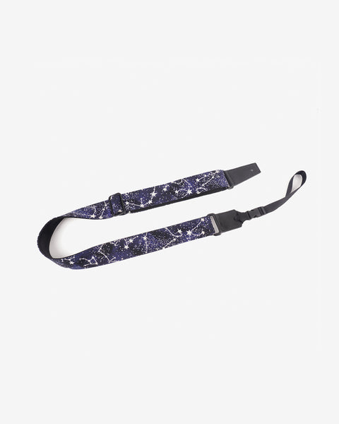 leather ends ukulele shoulder strap with star printed-front-1