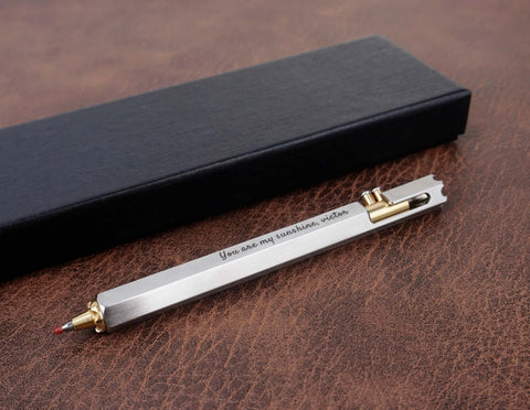 Personalized stainless steel Men Bolt-action EDC Pen with engraved name-7