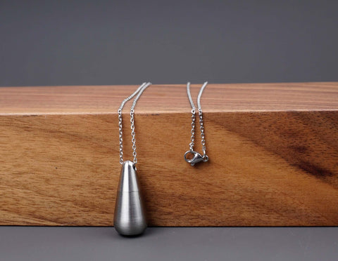 Custom Water Drop Titanium Cremation Urn Necklace-4