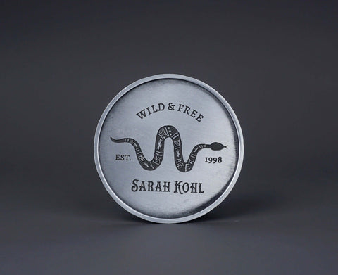 Custom Vintage Style Western Snake Circle Belt Buckle-4