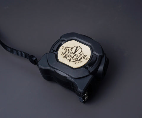 TAPE MEASURE with engraved brass name plate