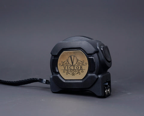 TAPE MEASURE with engraved brass name plate