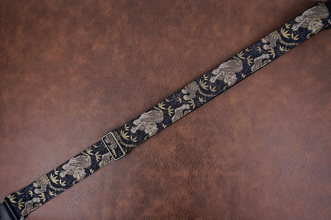 tiger and bamboo guitar strap with leather ends-7