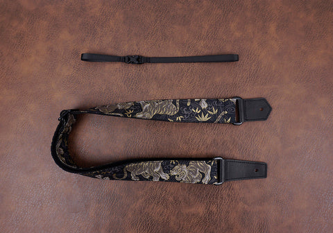 tiger and bamboo ukulele shoulder strap with leather ends-2