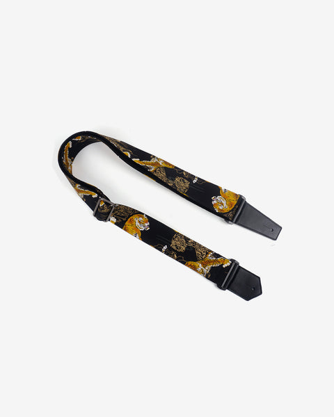tiger guitar strap with leather ends-1